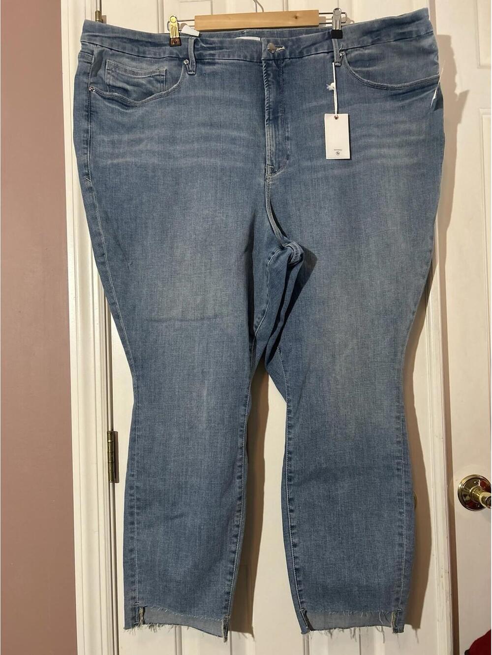 Good American Good Legs Jeans Womens Plus Size 30/29 Raw Hem Skinny Stretch